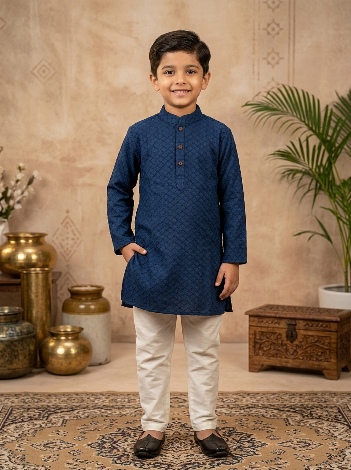 Image of VUONFAB Men Cotton Blend Shirt Pant Set