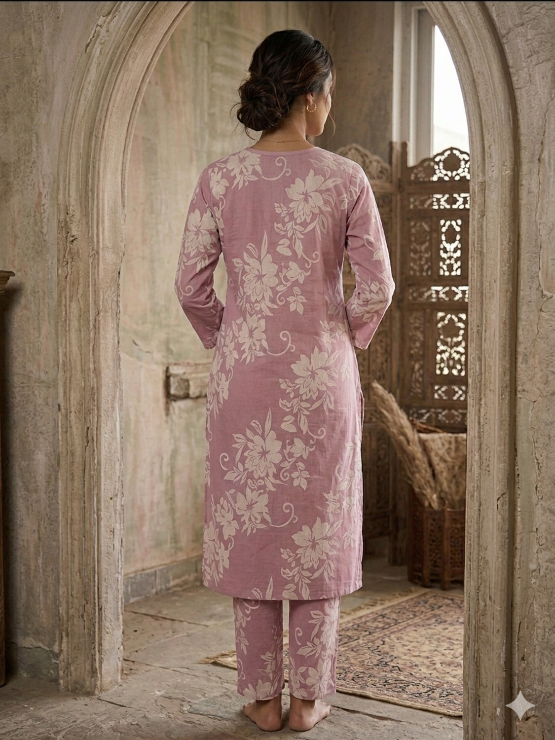 Image of simply Sewn Women Pure Cotton Kurti Pant Set