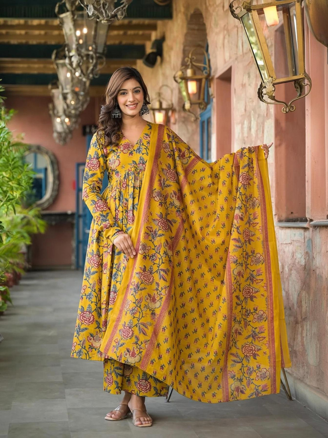 Image of Apparelia Women Viscose Rayon Kurta Pant Dupatta Set