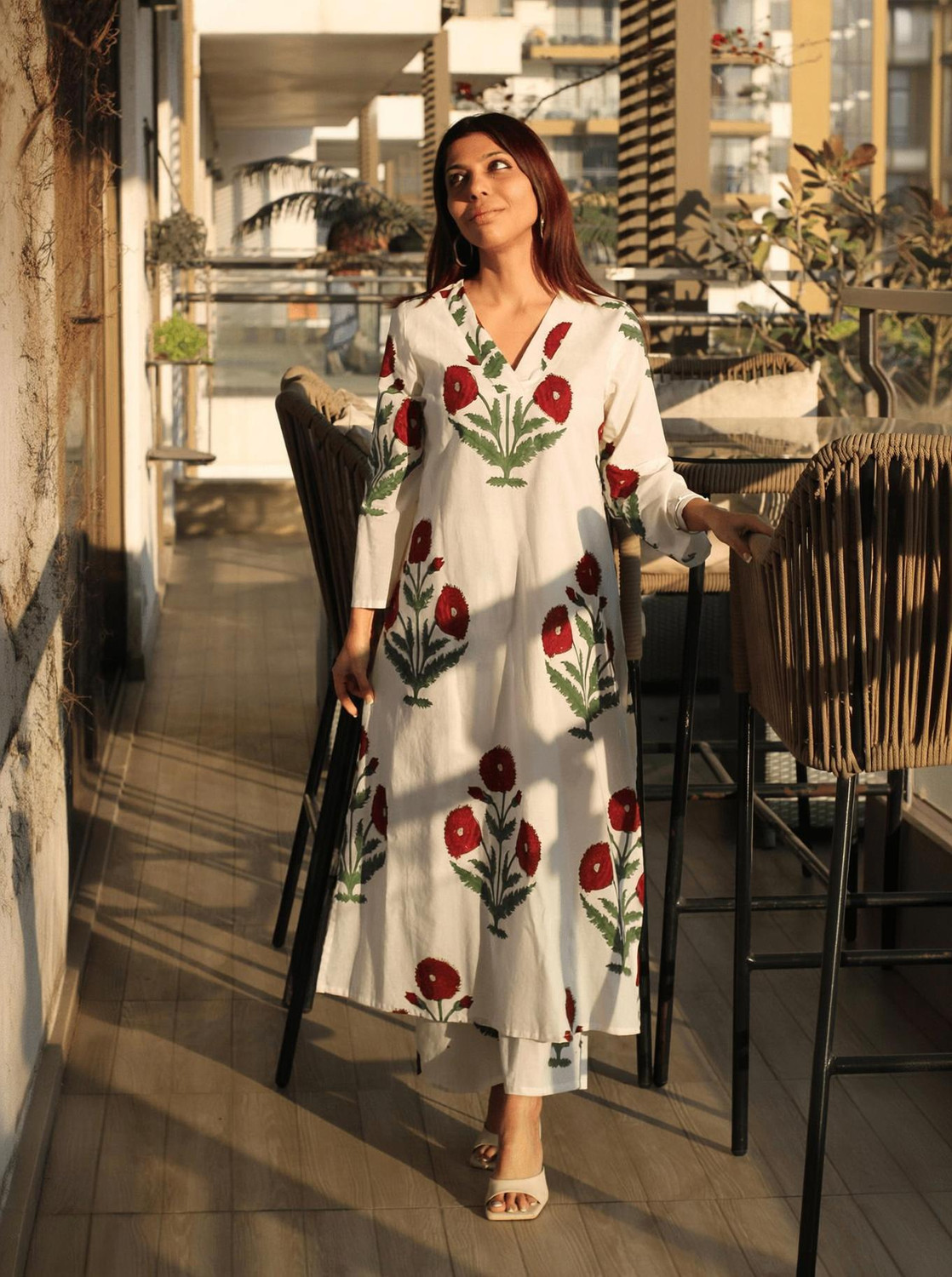 Image of SUJAMAI CREATION Women Cotton Rayon Kurti Pant Dupatta Set
