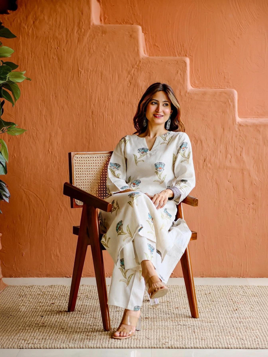 Image of G Bluxe Women Pure Cotton Kurta Palazzo Set