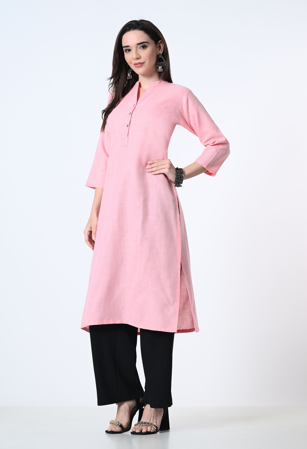 Image of HouseOfCommon Women Cotton Blend Kurta Pant Set