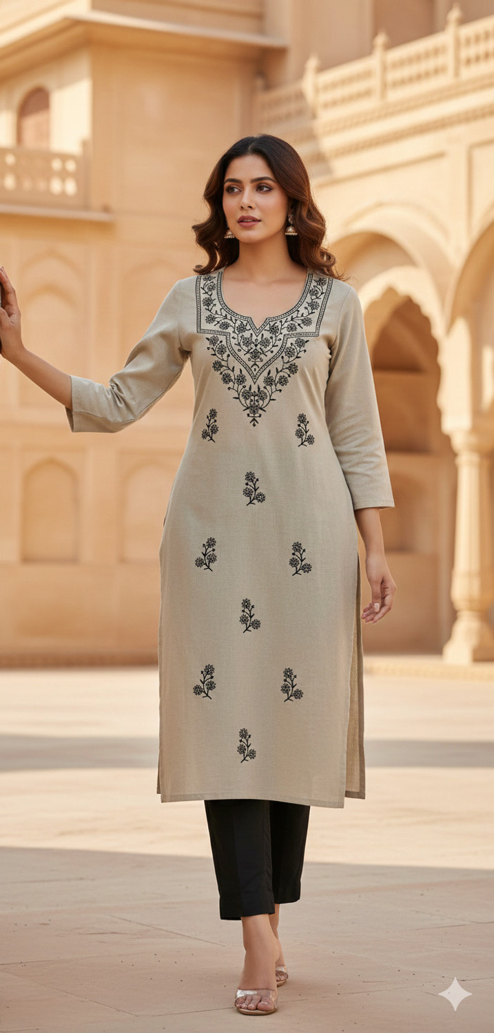 Image of simply Sewn Women Pure Cotton Kurti Pant Set