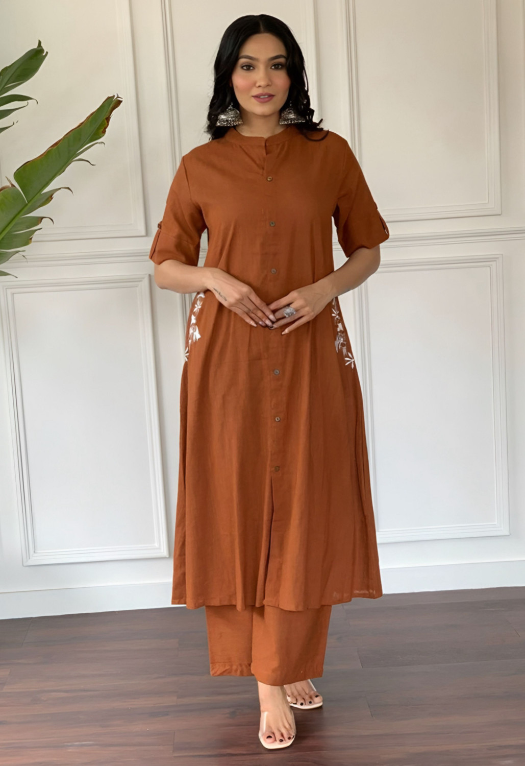 Image of Hunaiza Women Cotton Rayon Kurta Pant Set