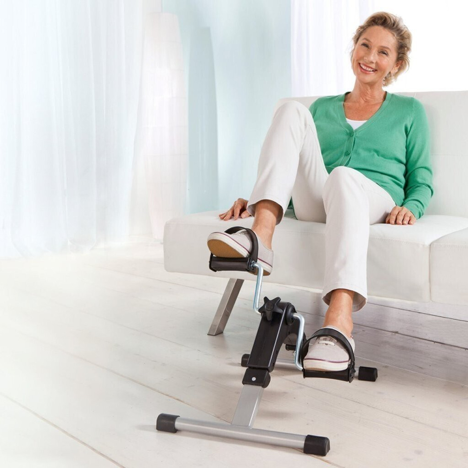 Image of HEALTHYINDIA Fitness Exercise Bike Moving Handle 8 Level Resistance Total Body Workout Dual-Action Stationary Exercise Bike (Red, Black)