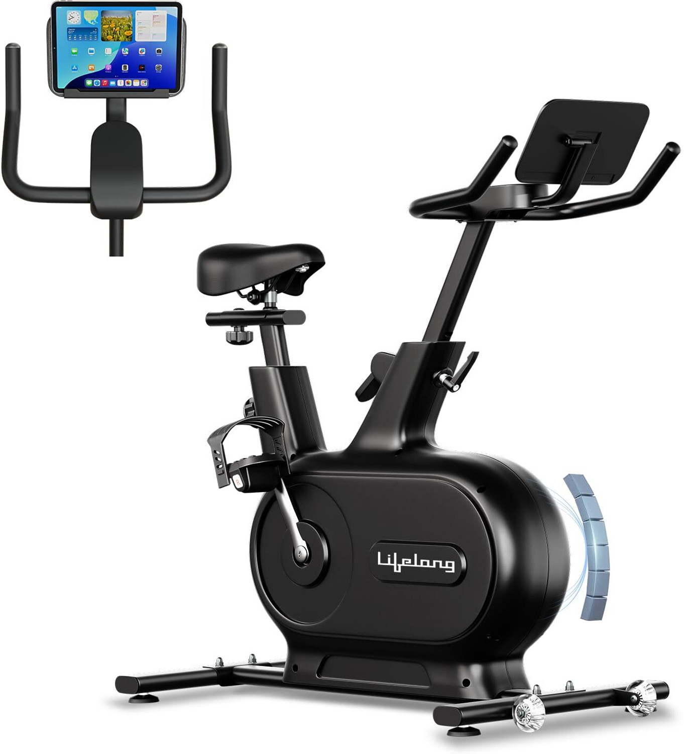 Image of HEALTHYINDIA Fitness Exercise Bike Moving Handle 8 Level Resistance Total Body Workout Dual-Action Stationary Exercise Bike (Red, Black)