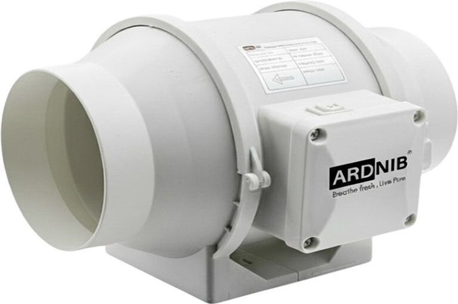 Image of Ardnib 4 inch100mm Inline Duct Fan /Silent | Low Noise | 100% Copper Motor | Copper Motor 100 mm Exhaust Fan (White)