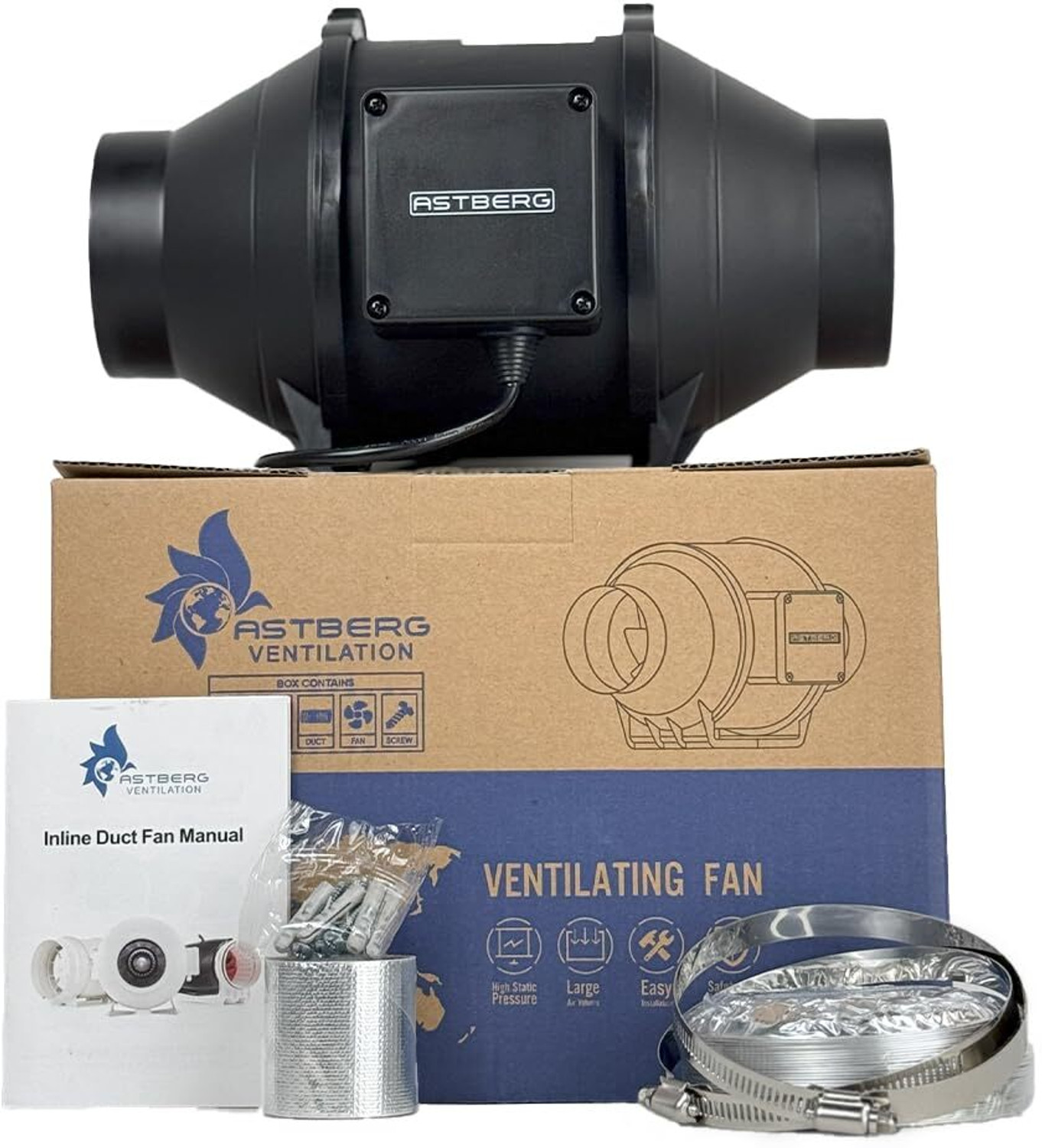 Image of Ardnib 4 inch100mm Inline Duct Fan /Silent | Low Noise | 100% Copper Motor | Copper Motor 100 mm Exhaust Fan (White)