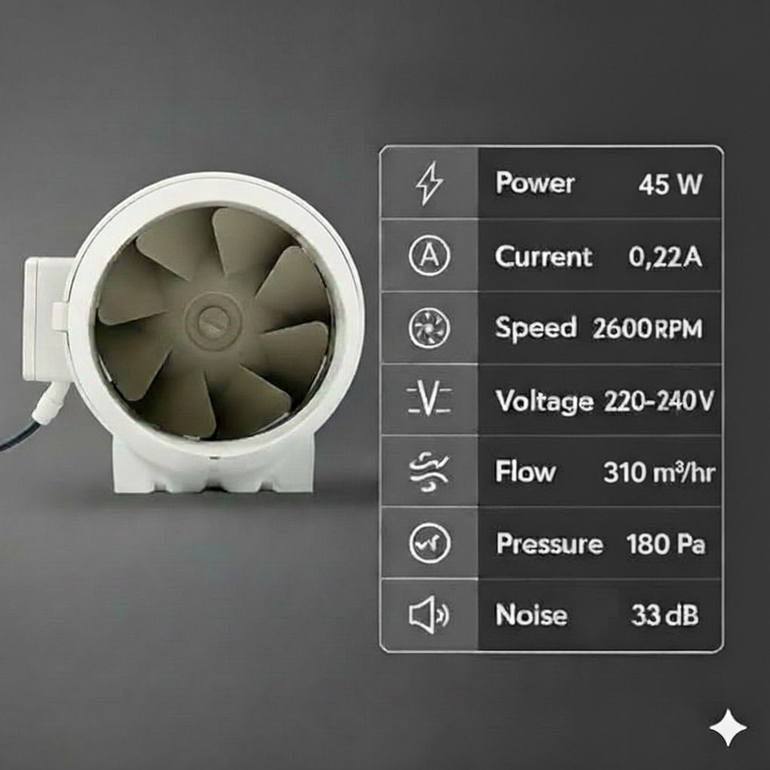 Image of Ardnib 4 inch100mm Inline Duct Fan /Silent | Low Noise | 100% Copper Motor | Copper Motor 100 mm Exhaust Fan (White)