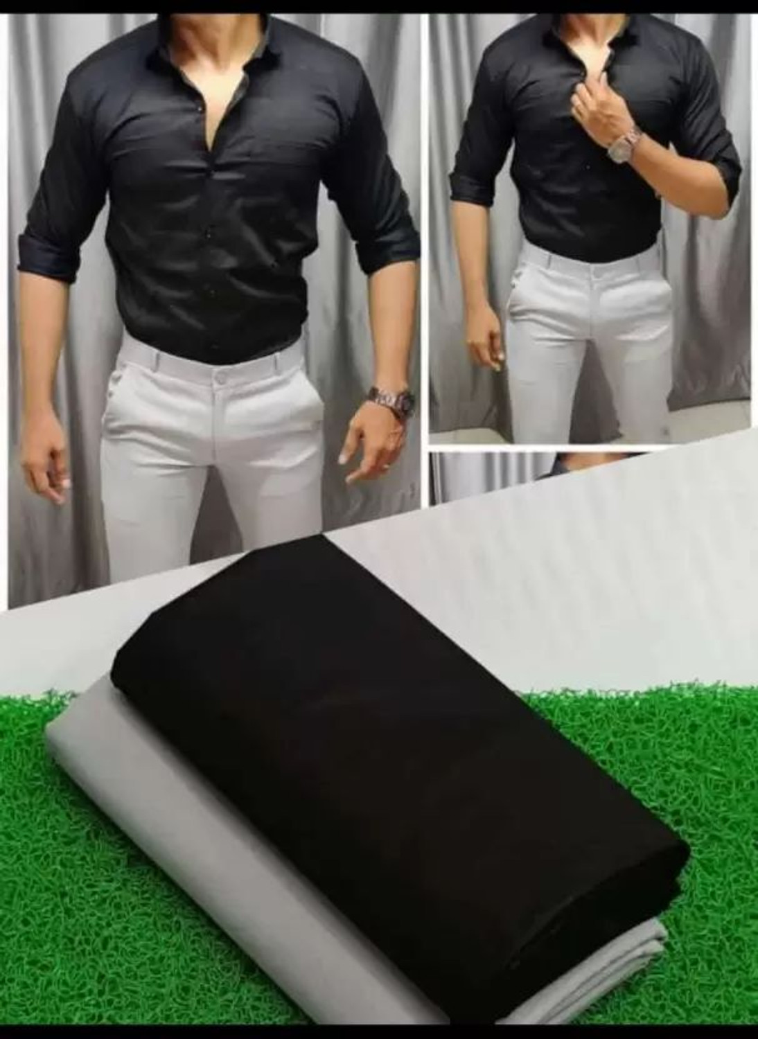 Image of REELENT Unstitched Linen Shirt & Trouser Fabric Self Design