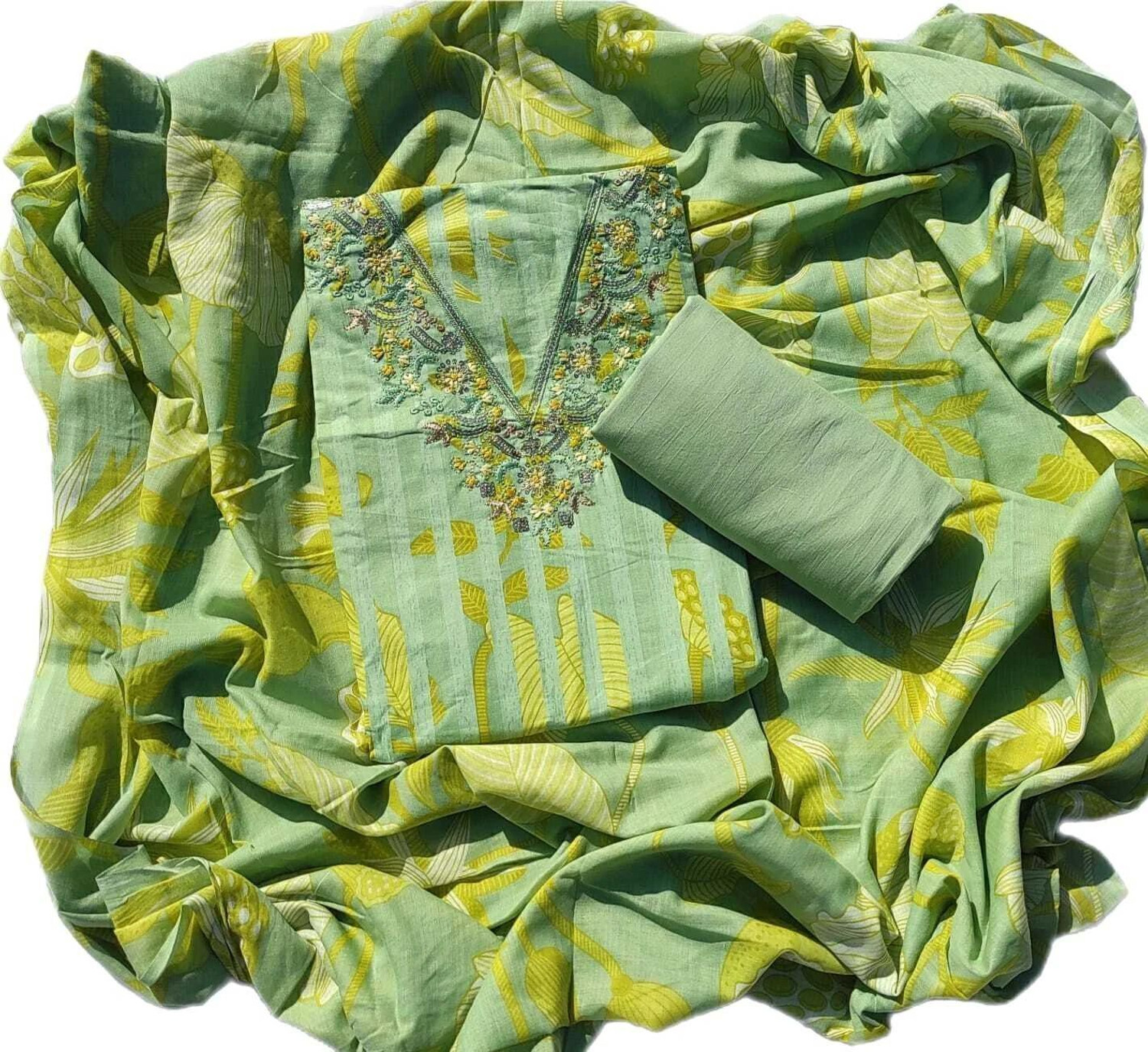 Image of SILKORA Unstitched Pure Cotton Salwar Suit Material Self Design