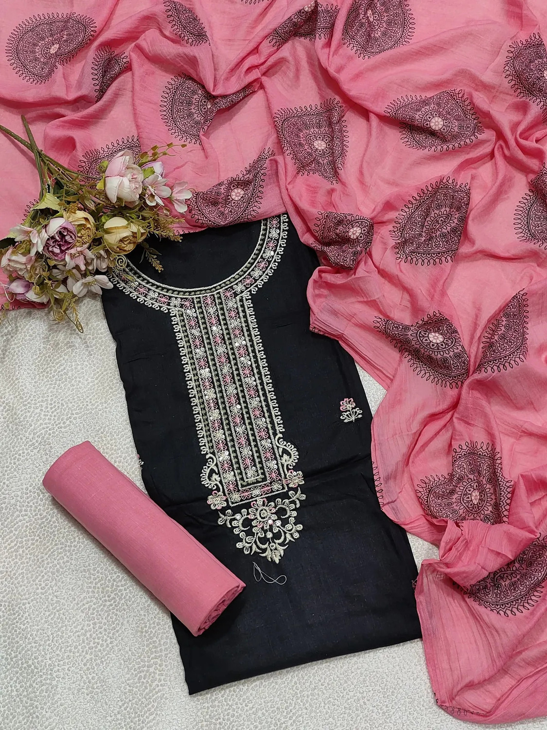 Image of Vijay Deep Silk Mill Unstitched Crepe Salwar Suit Material Printed