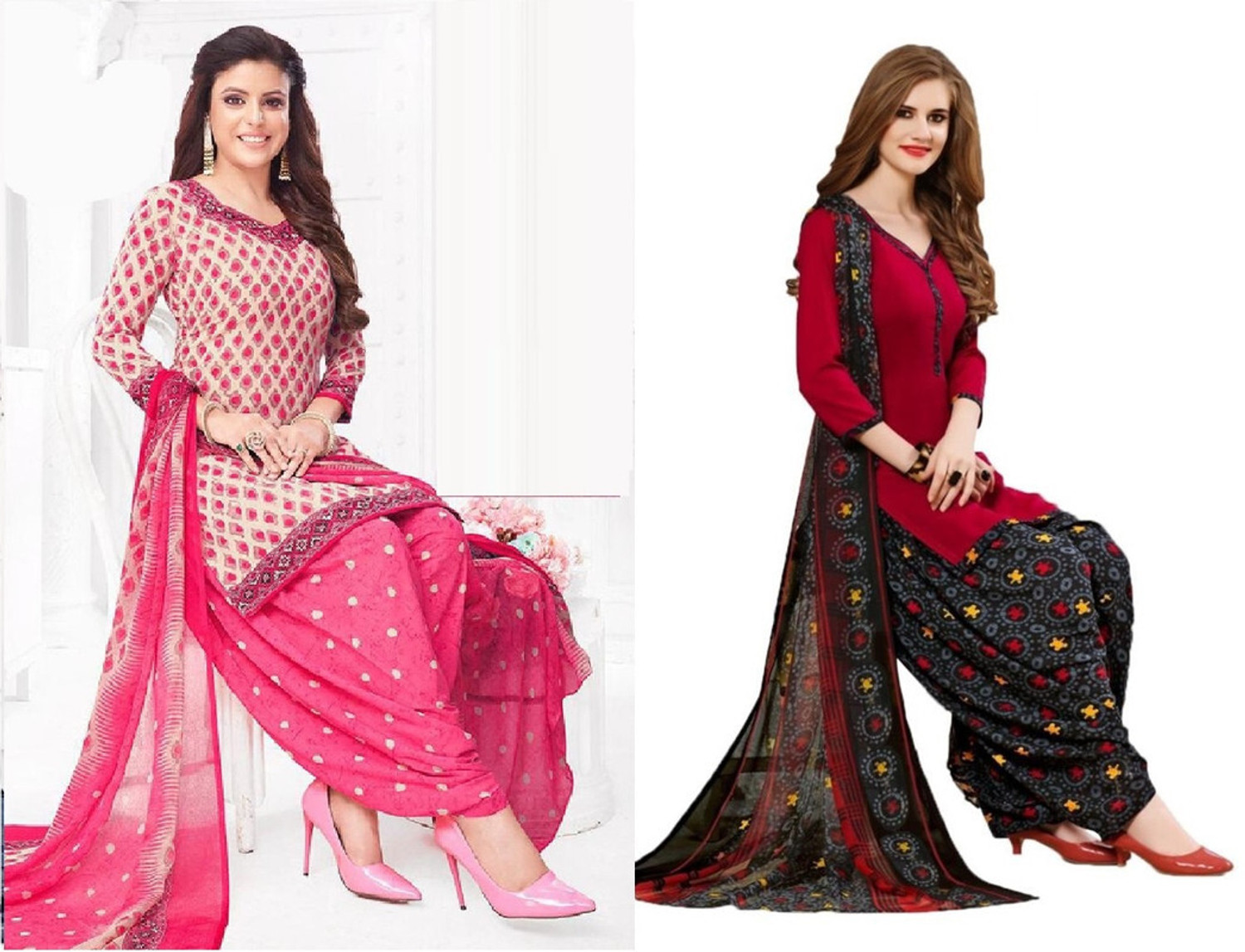 Image of Vijay Deep Silk Mill Unstitched Crepe Salwar Suit Material Printed