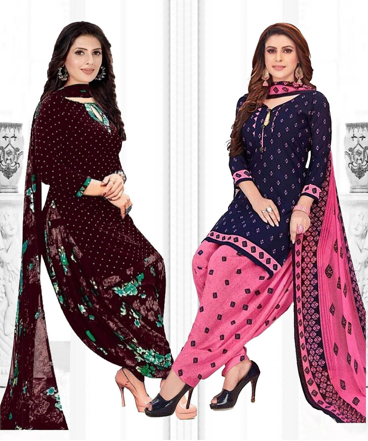 Image of Vijay Deep Silk Mill Unstitched Crepe Salwar Suit Material Printed
