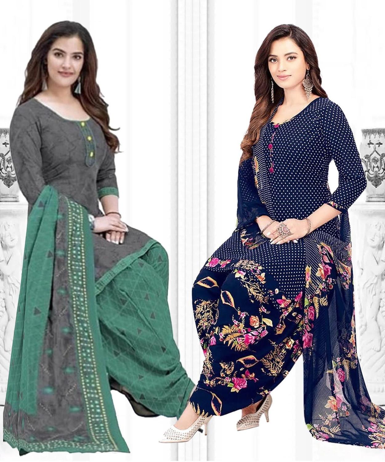 Image of Vijay Deep Silk Mill Unstitched Crepe Salwar Suit Material Printed