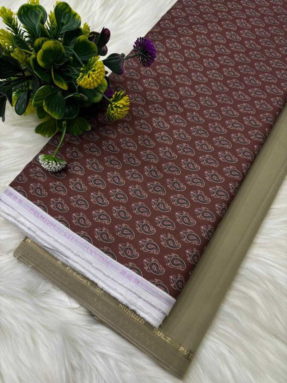Image of KHODIYAR FASHION Unstitched Cotton Blend Shirt & Trouser Fabric Geometric Print
