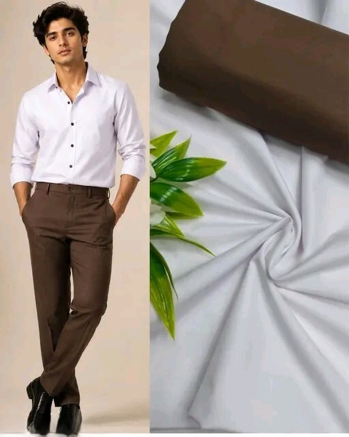 Image of KHODIYAR FASHION Unstitched Cotton Blend Shirt & Trouser Fabric Geometric Print