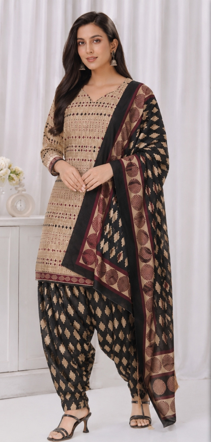 Image of SILKORA Unstitched Pure Cotton Salwar Suit Material Self Design