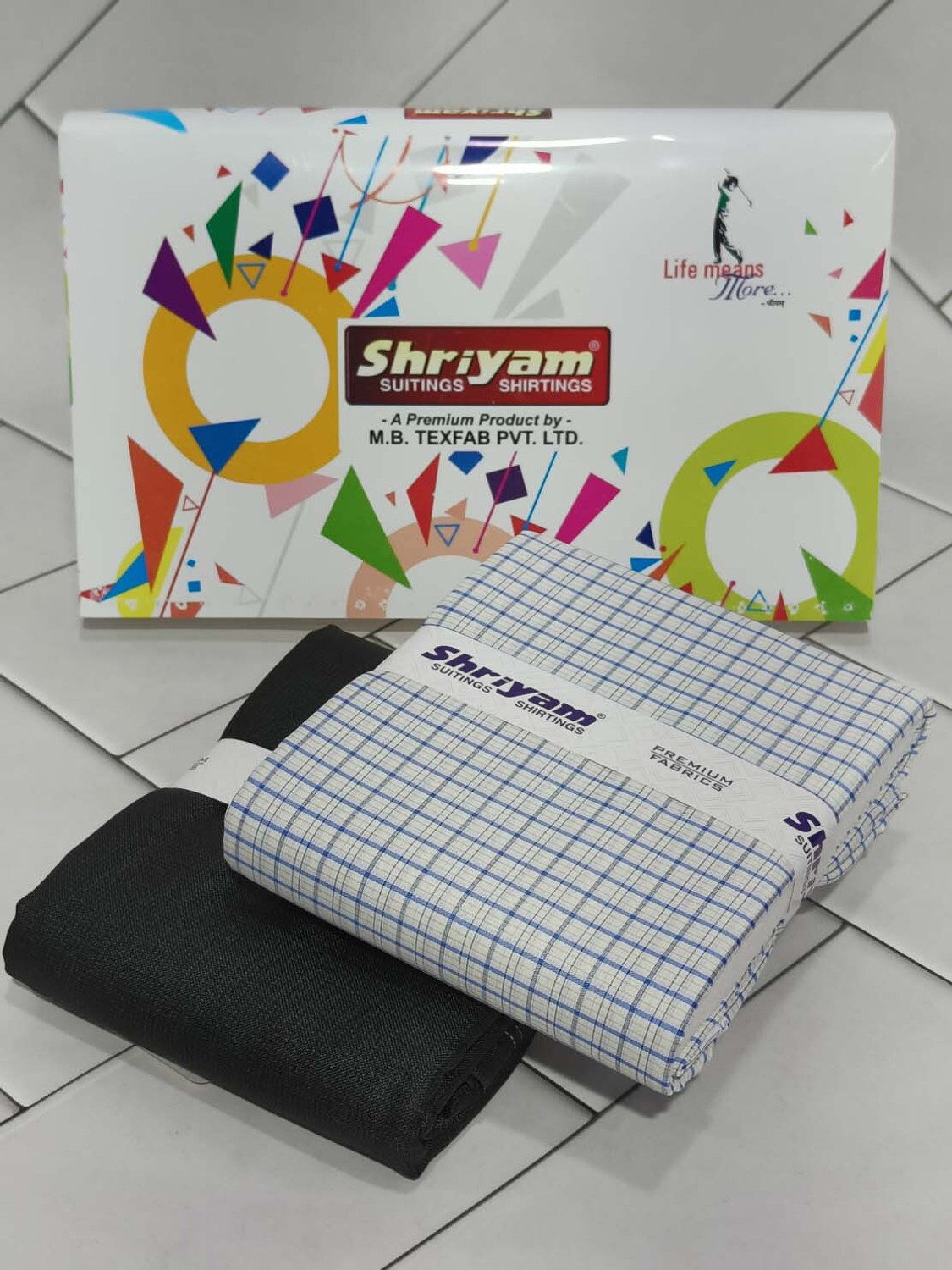 Image of KHODIYAR FASHION Unstitched Cotton Blend Shirt & Trouser Fabric Geometric Print