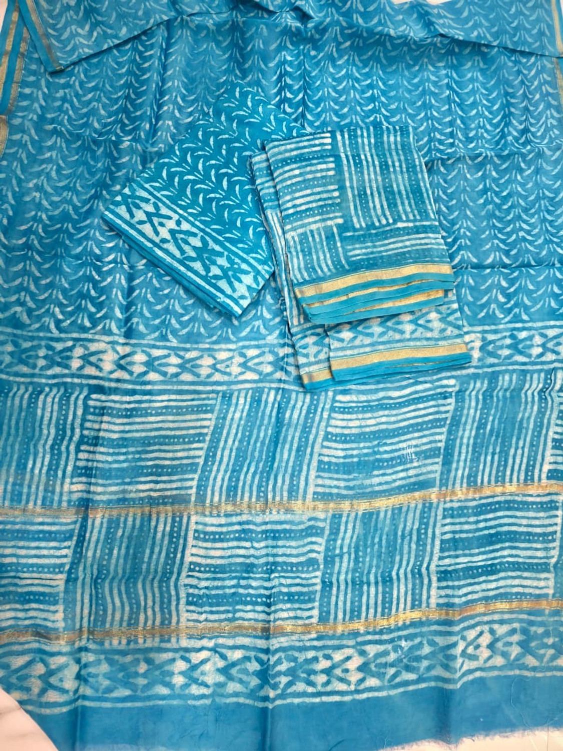 Image of Saubhagyavati Unstitched Chanderi Salwar Suit Material Printed