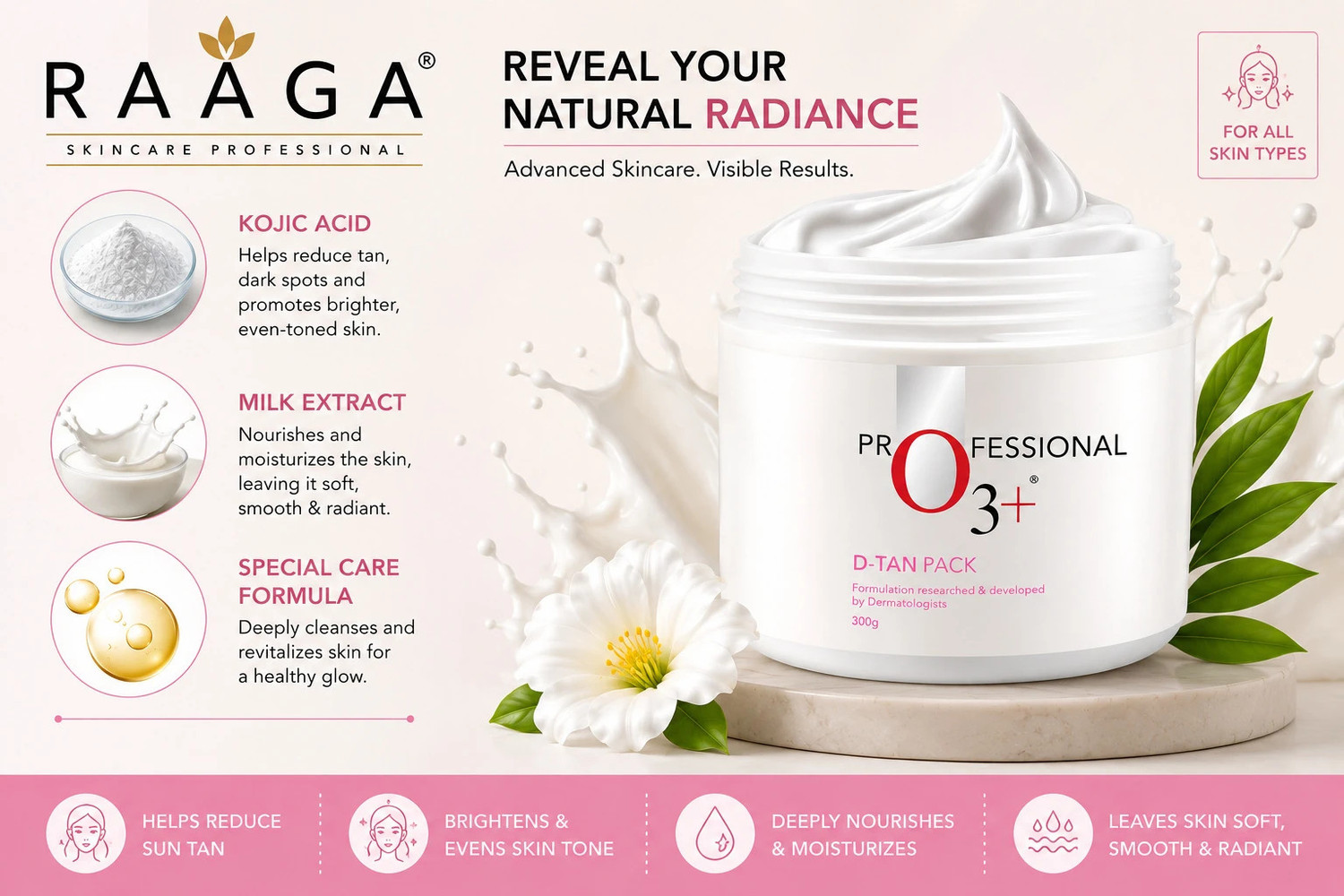 Image of STRAIT GLATT O3 Professional D-Tan De-Tan Facial Mask for Glowing Skin (300 g) (300 g)