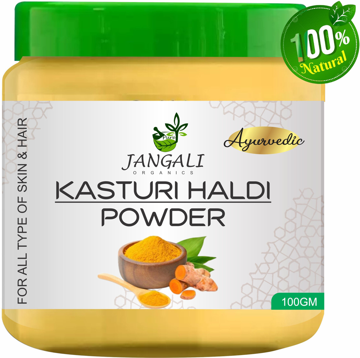 Image of Pure Jangali Organics Wild Turmeric Face Pack Powder / Kasturi Manjal / Haldi / Musk (100 g) (400 g) (400 g)