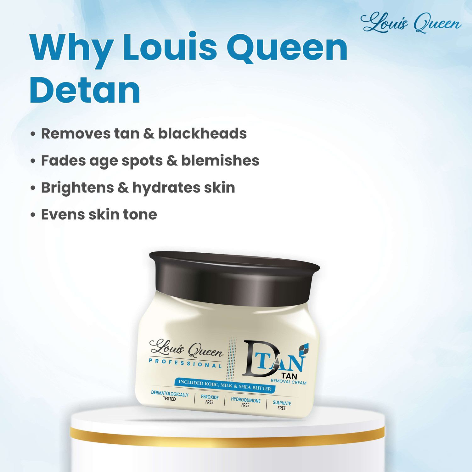 Image of LOUIS QUEEN De-Tan Cream with Kojic & Milk (500G) PACK OF 1 I R21 (500 g)