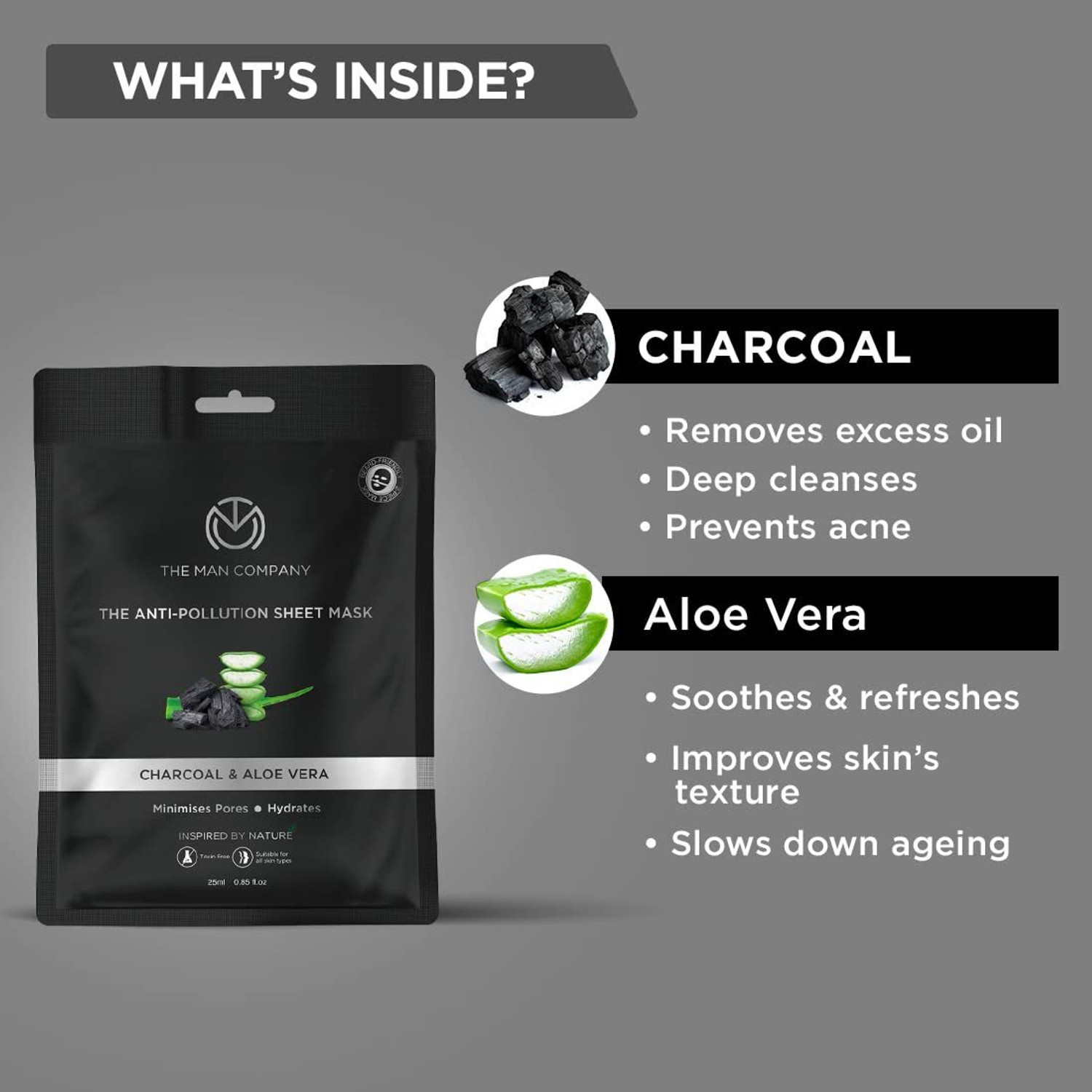 Image of THE MAN COMPANY Charcoal Face Sheet Mask (75 ml)