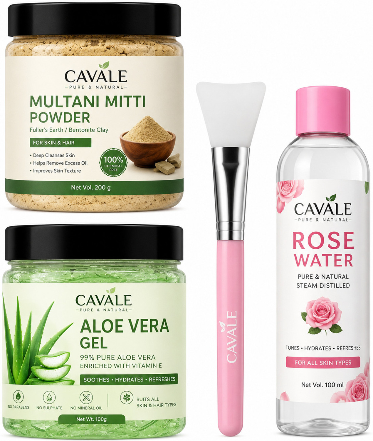 cavale Multani Mitti Face Pack with Aloe Vera & Rose Water (100g) - Image 1