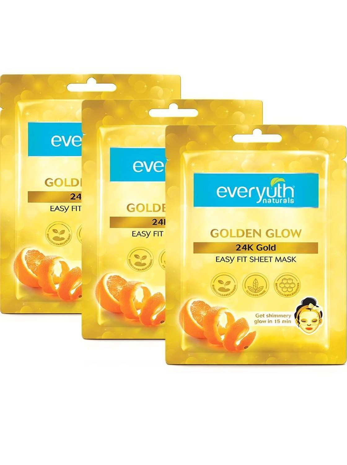 Everyuth Naturals Golden Glow 24K Gold Sheet Mask (Pack of 3) - Image 1