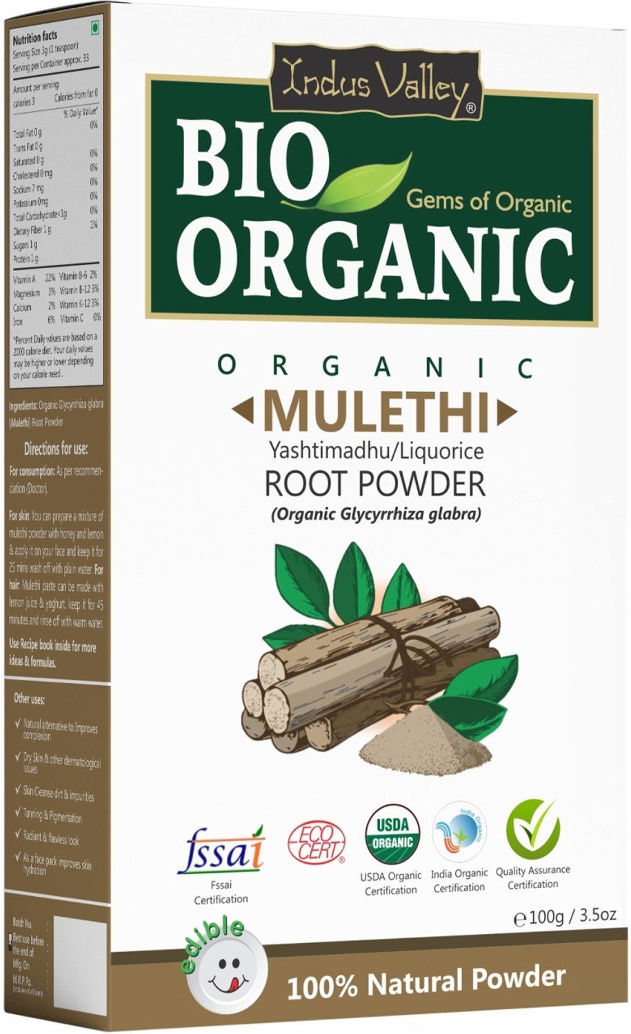 Indus Valley Natural Organic Mulethi Powder 100g - Image 6