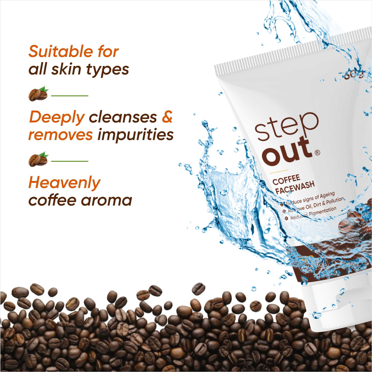 Image of STEPOUT Coffee Pack of 2 | Deep Cleansing & Oil Control Face Wash (120 g)
