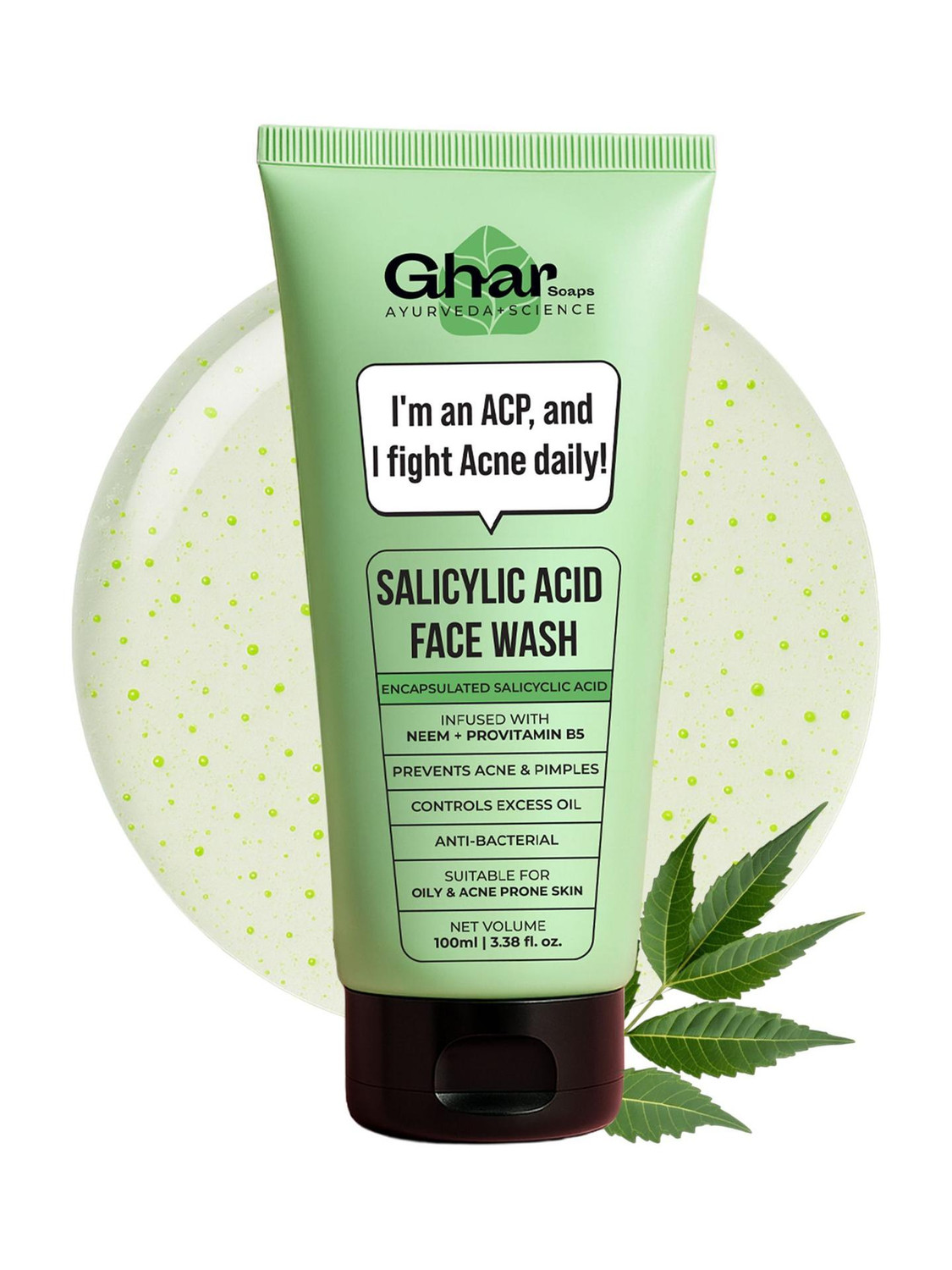 Ghar Soaps Anti Acne Soap with Salicylic Acid, Neem & Niacinamide - Image 1