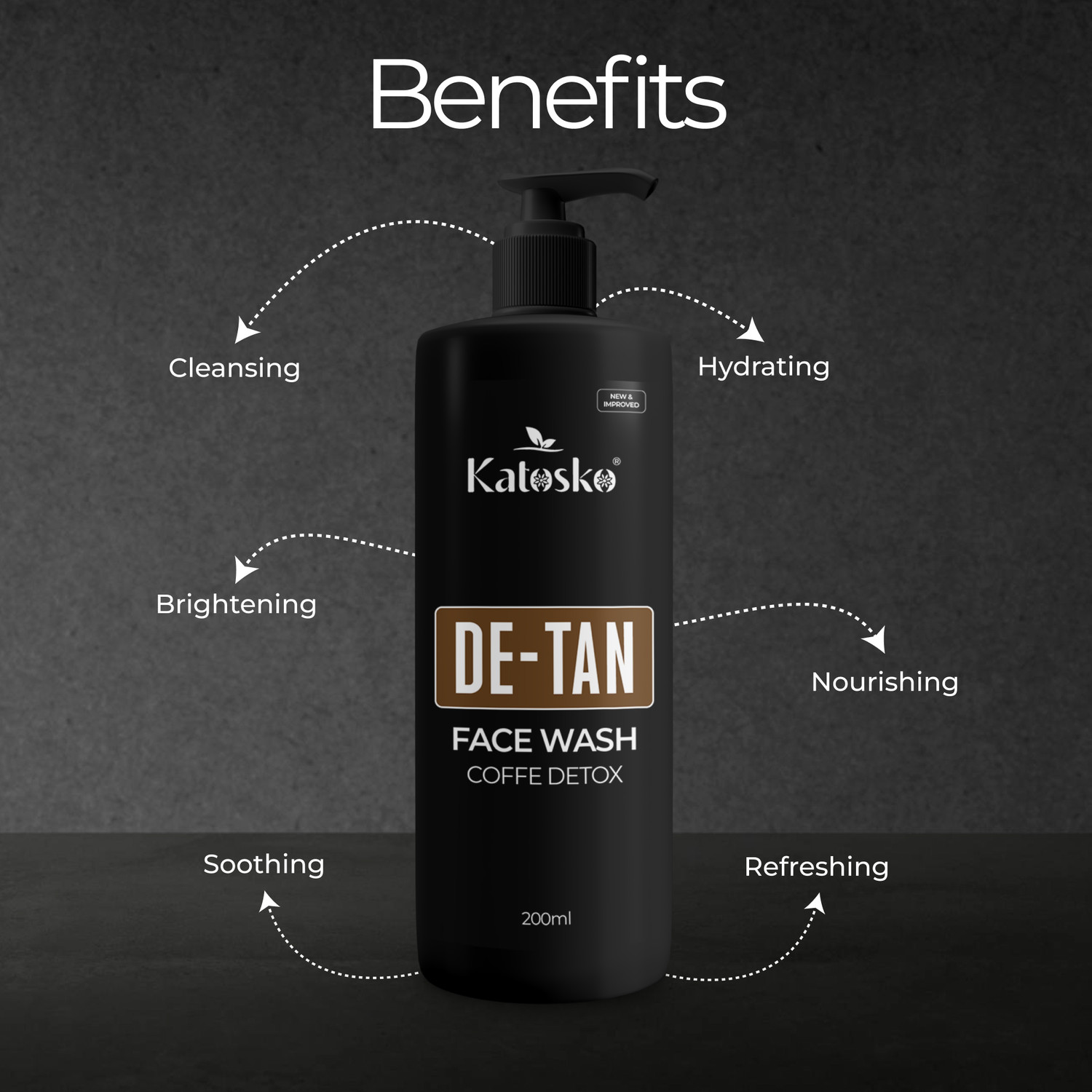 Image of Katosko De-Tan Face wash For Deep Cleansing, Infused With Natural Actives and Coffee Beans Powder, Removes Excess Oil, Face Wash (600 ml)