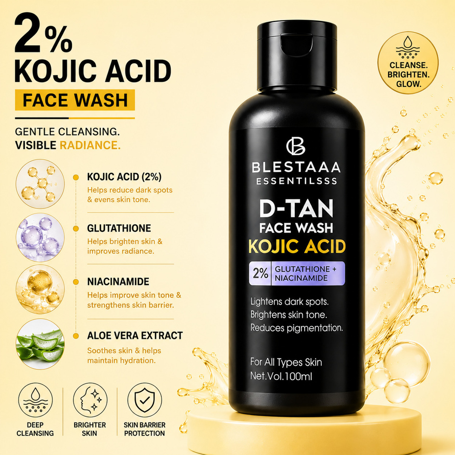 Image of blestaaa essentialss 2% Salicylic Acid For Oily Skin | Anti Face Cleanser With Niacinamide & Vitamin E For Acne Face Wash (200 ml)