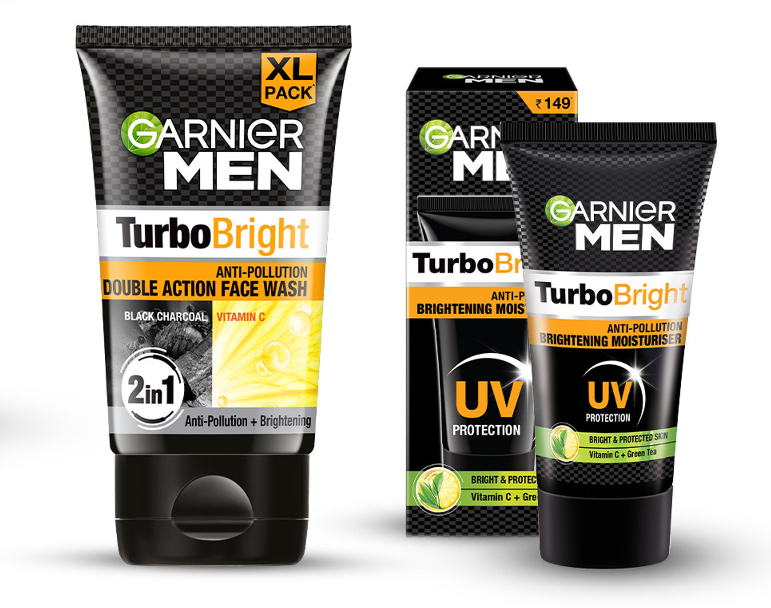 Garnier Men Skincare Essentials: Turbo Bright Facewash 150g + - Image 1