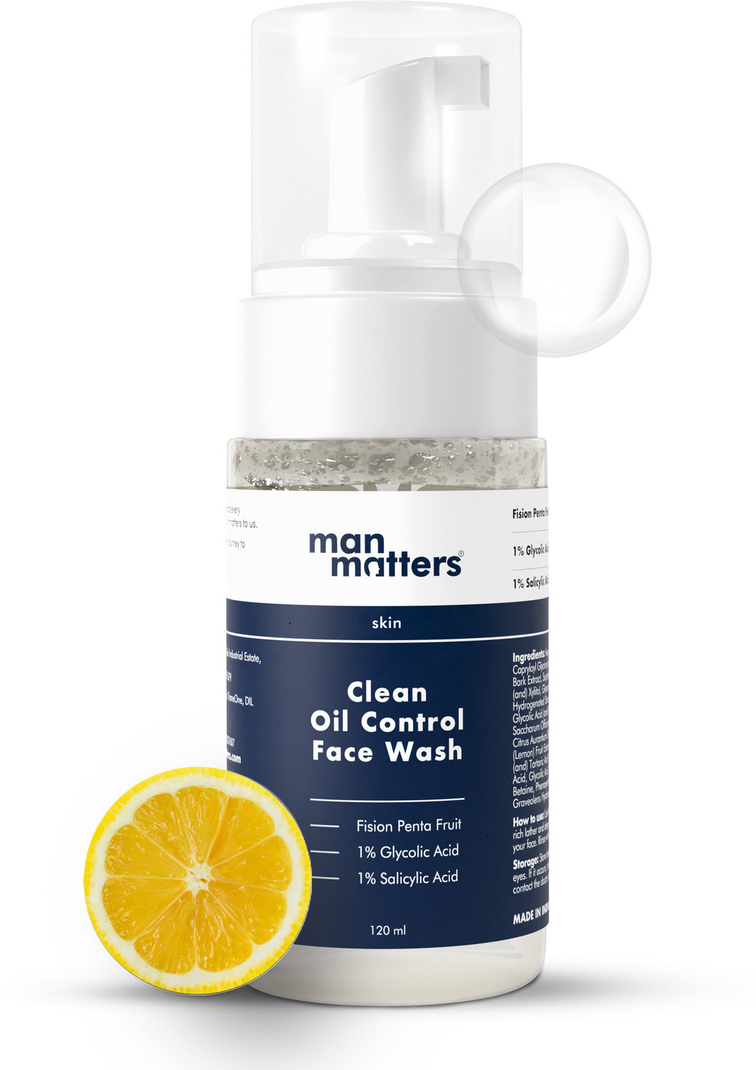 Man Matters 1% Salicylic Acid Foaming Face Wash 120ml - Image 1