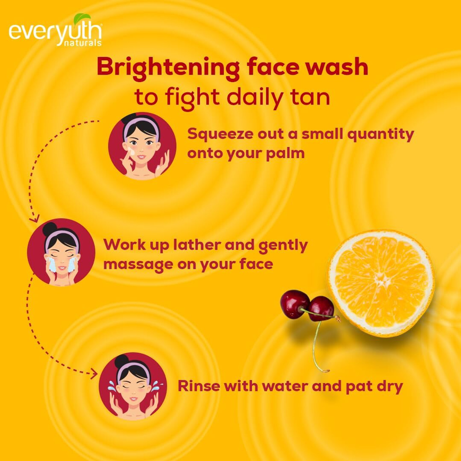 Image of Everyuth Naturals Brightening Lemon & Cherry 3x150ml Face Wash (450 ml)