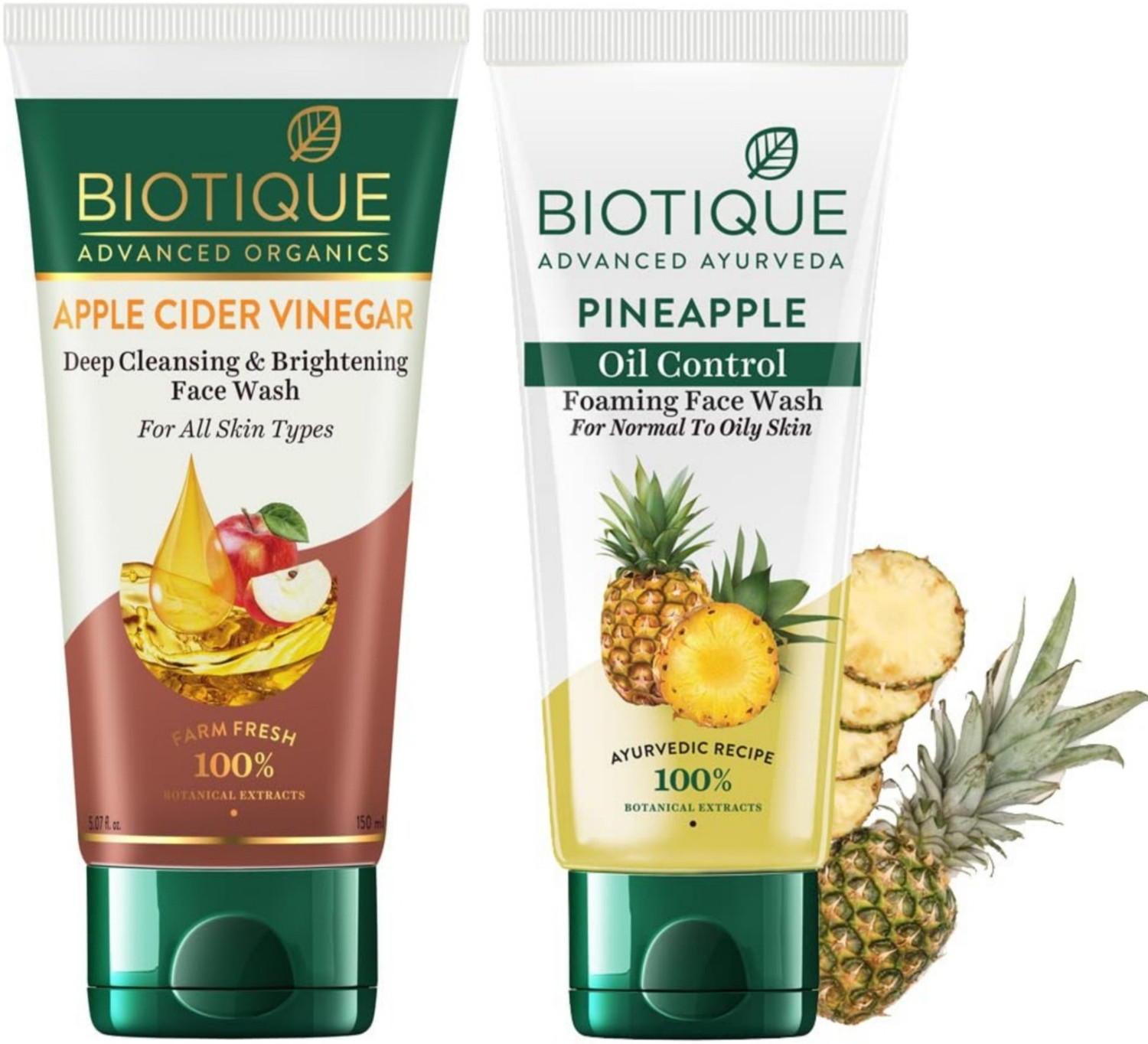 Image of BIOTIQUE COFFEE FACE WASH 150ML & PINAPPLE FACE WASH 100ML COMBO PACK (SET OF 2) Face Wash (300 ml)