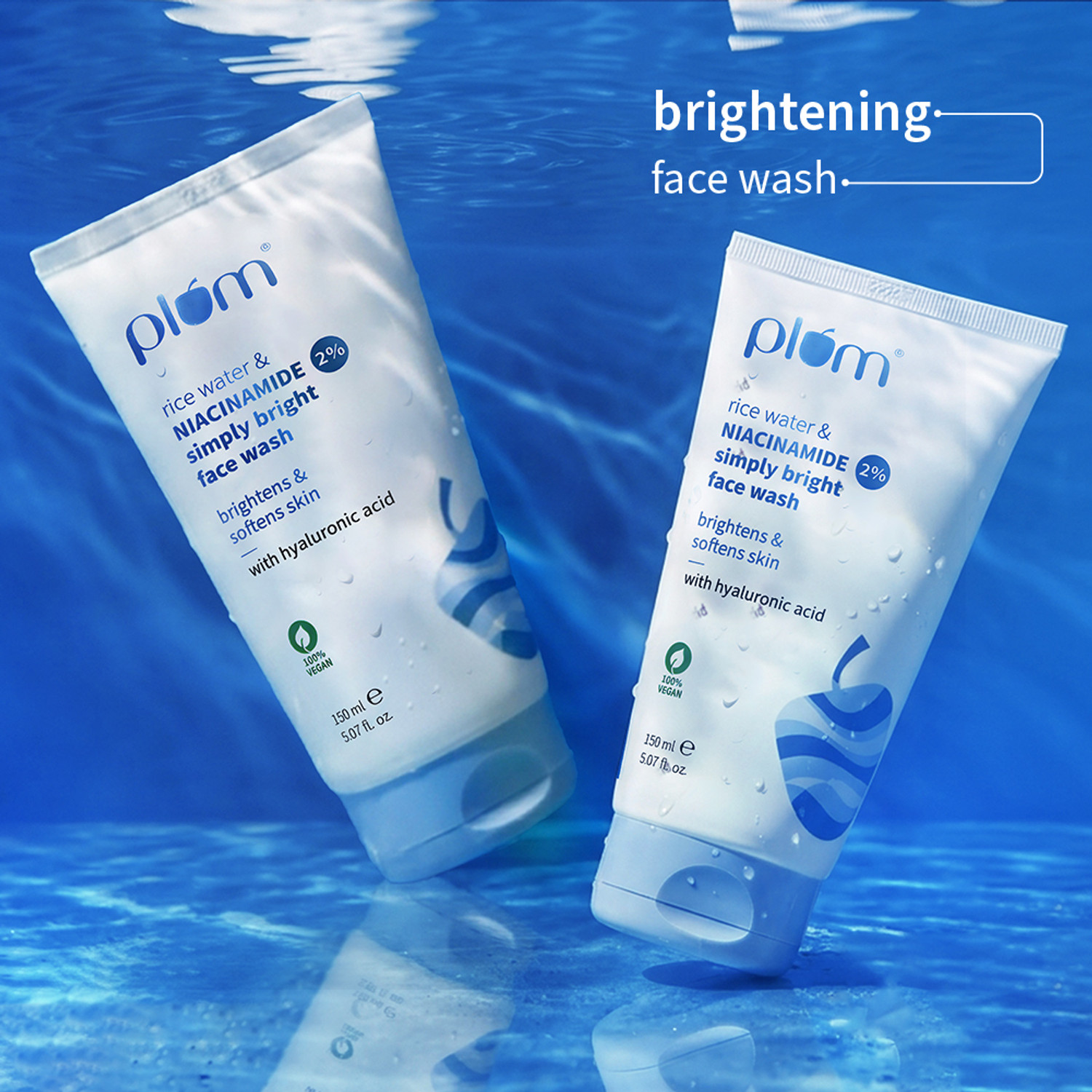Image of Plum Rice Water & 2% Niacinamide | For All Skin Types | Gentle & Non-Drying | Dermat Tested | 150 ml (Pack of 2) Face Wash (330 ml)
