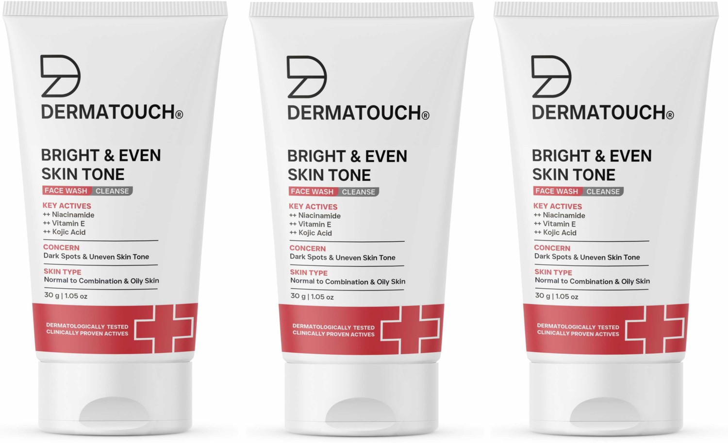 Dermatouch Bright & Even Tone Face Wash Pack of 3 - Image 1