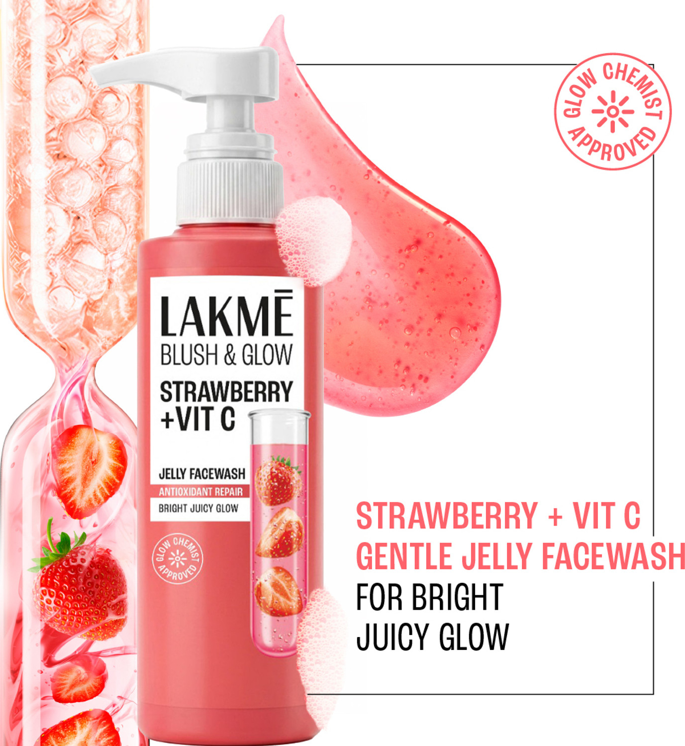 Lakmé Blush & Glow Strawberry + Vitamin C Jelly Face Wash 275 g - Image 6