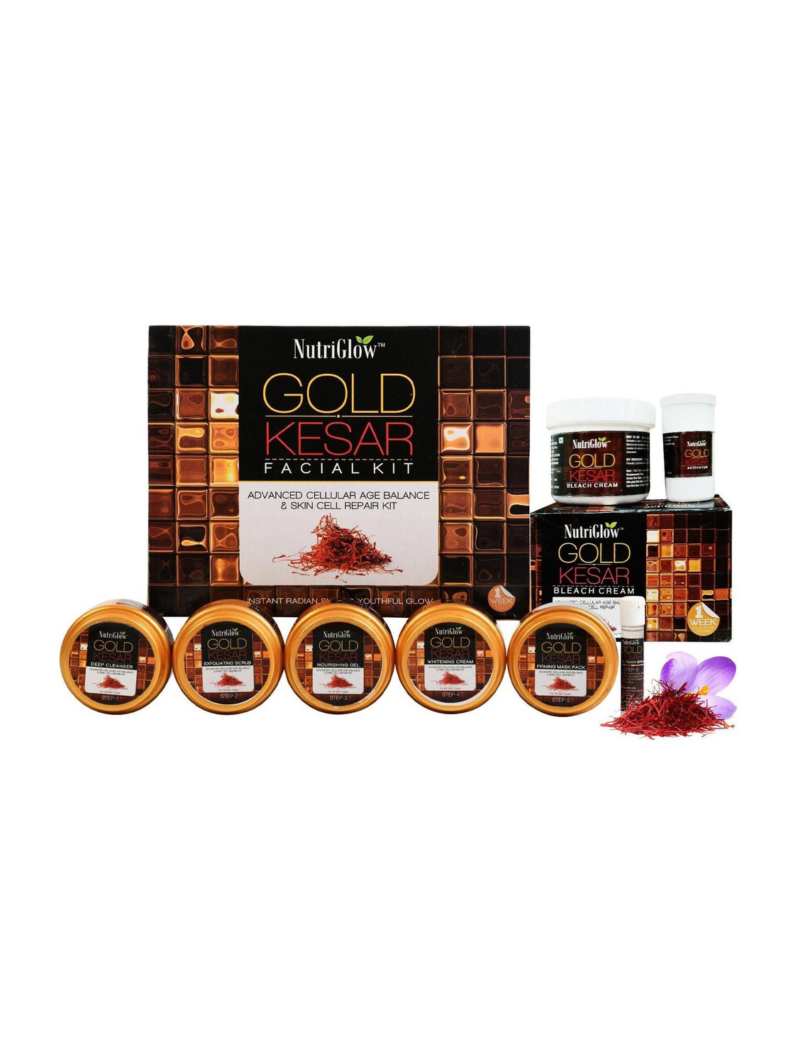 Image of VLCC Gold Facial Kit. Bright & glowing skin - Parlour Glow 10 g (6 x 1.67 g)
