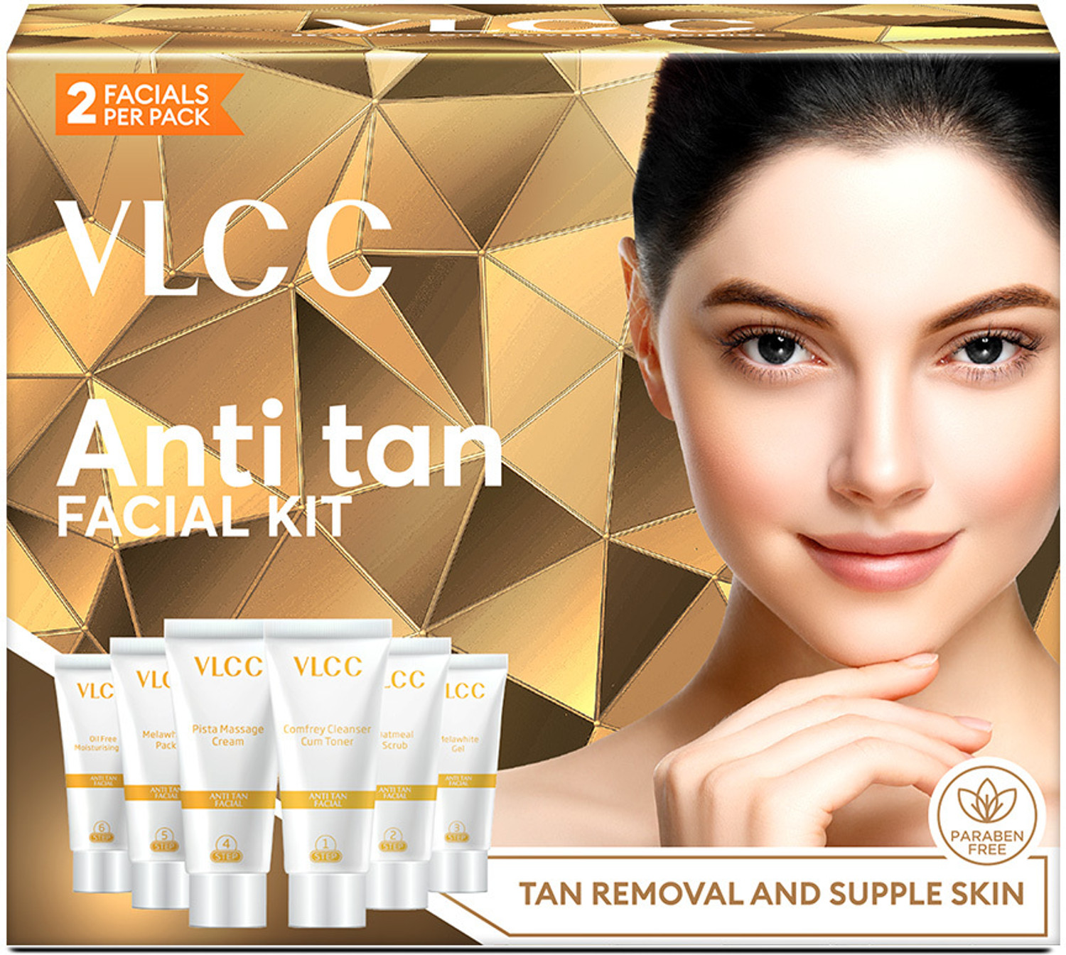 Image of VLCC Party Glow Diamond Facial Kit (6 Items in single box) - Pack of 6 (50 GM X 6) For Skin Polishing and Purification 300 g (36 x 8.33 g)