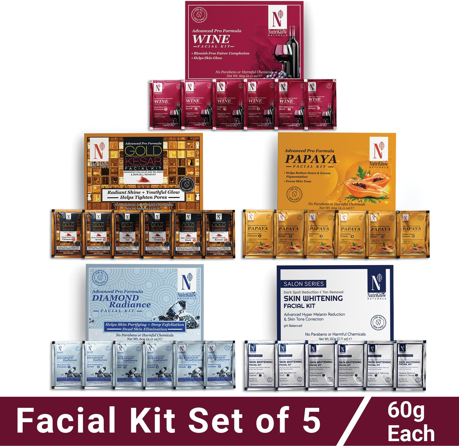 *Loot: Nutriglow Natural's Facial Kit (Pack of 5, 300g) @225