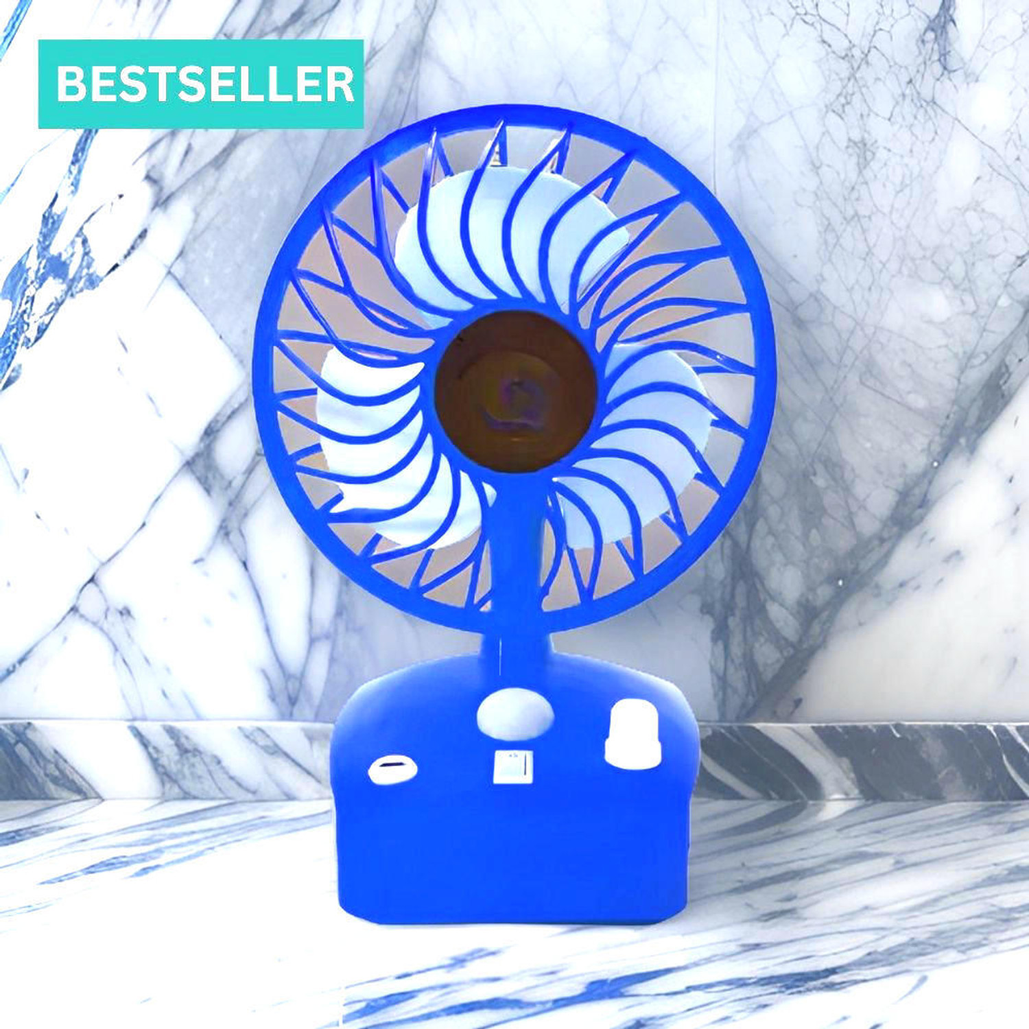 Image of Darshan High Speed Rechargeable Table Fan with LED Light For Office Desk, Home 297 Ultra High Speed 1400 mm Table Fan (5 Star | Multicolor | Pack of 1)