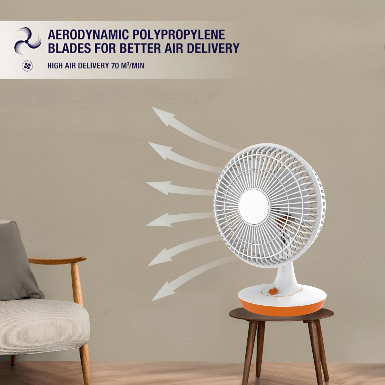 Image of REGENTECOM 300 mm /12 inch Ultra High Speed Table Fan & Desk Fan, 3Blade For Home /OfficeN434 Silent Operation 300 mm Table Fan (5 Star | White | Pack of 1)