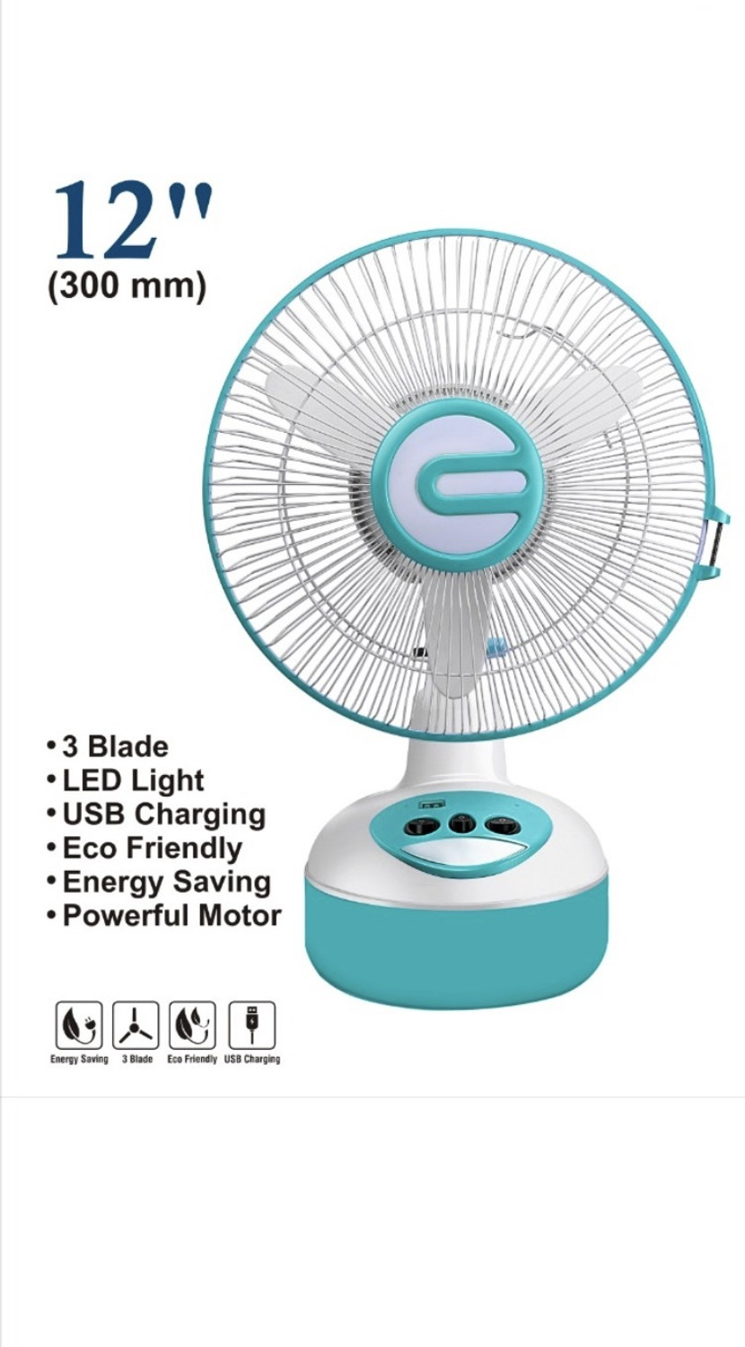 Image of SUPERLITE FAN 14 inch Rechargeable with 1 Year Warranty Ultra High Speed 300 mm Table Fan (4 Star | BLUE | Pack of 1)