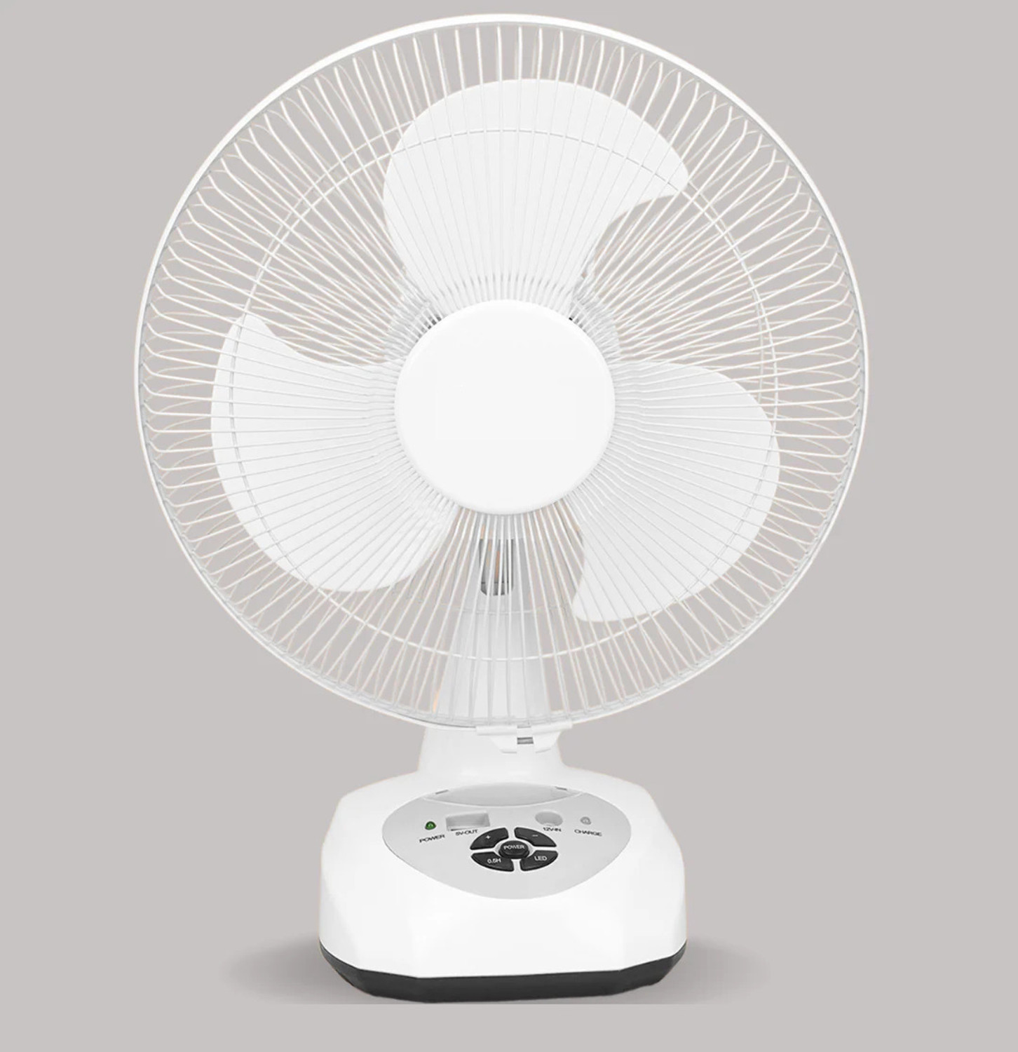 Image of dp ROCK SALESPlastic Rechargeable Fan (White | 14-inch) Silent Operation 1200 mm Table Fan (white | Pack of 1)