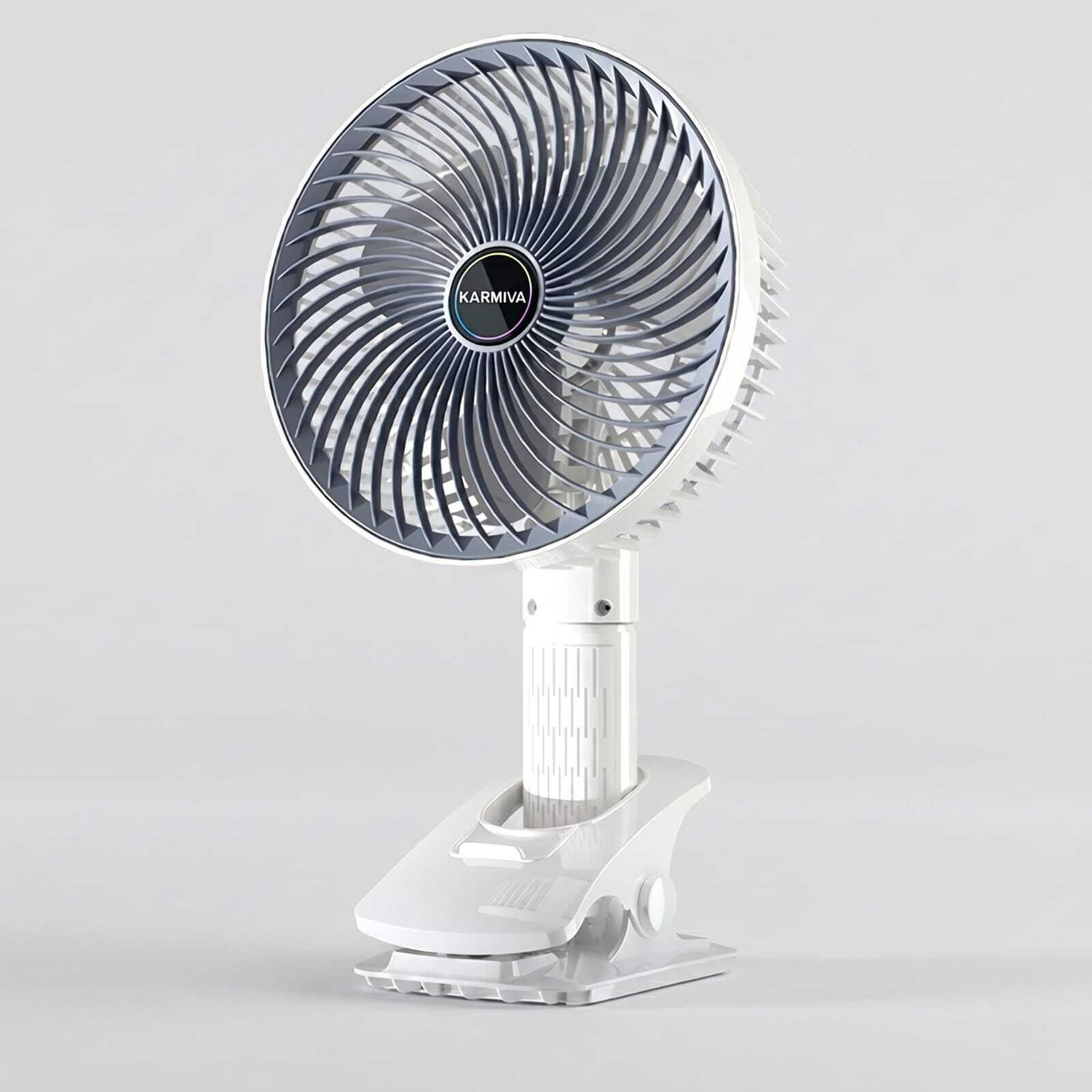 Image of KARMIVA Portable Clip On Fan Battery Operated 6 Inch USB Table Fan 3 Speed 150 mm with 12 Months Warranty High Air Delivery, BLDC Motor, Ultra High Speed, Energy Saving 150 mm Table Fan (Multicolor | Pack of 1)